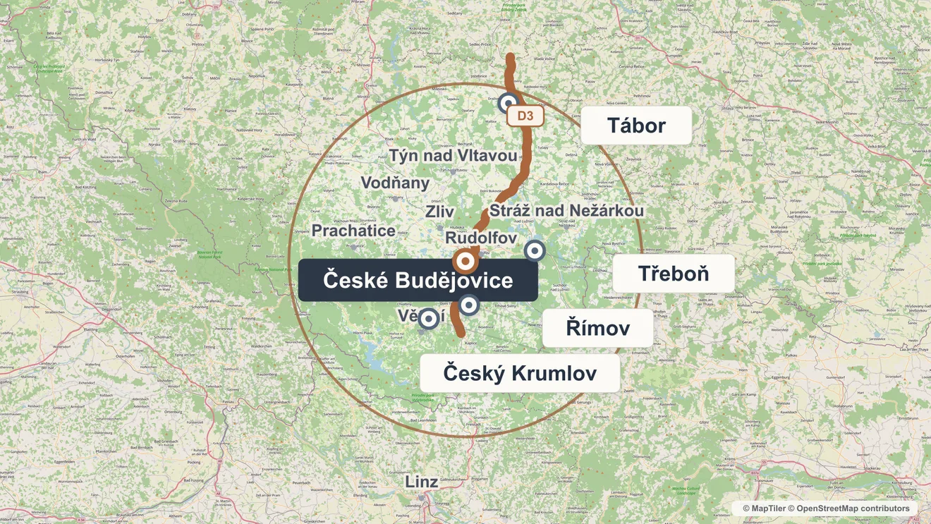 Mapa působnosti v Jihočeském kraji: Jihočeský kraj